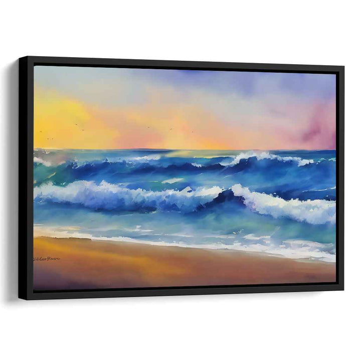 Sapphire Horizons: Luminous Seascape Canvas Art