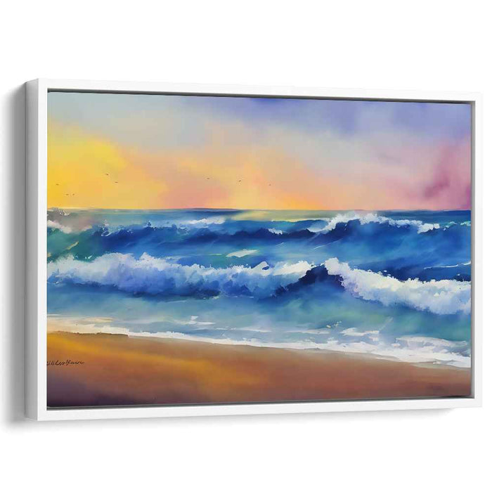 Sapphire Horizons: Luminous Seascape Canvas Art