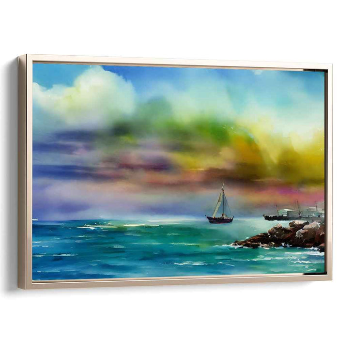 Dusk Voyage Impressions: Impressionist Sailboat at Sunset Canvas Art Print