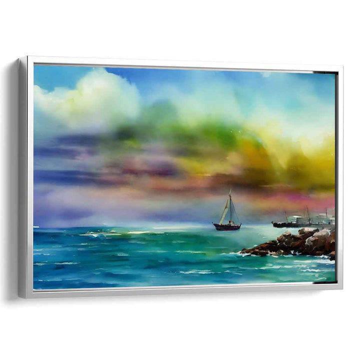 Dusk Voyage Impressions: Impressionist Sailboat at Sunset Canvas Art Print