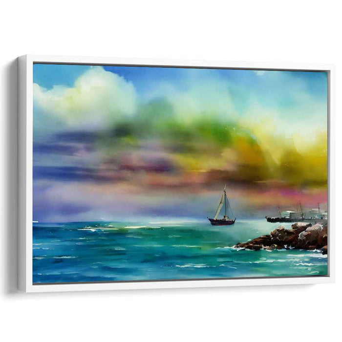 Dusk Voyage Impressions: Impressionist Sailboat at Sunset Canvas Art Print