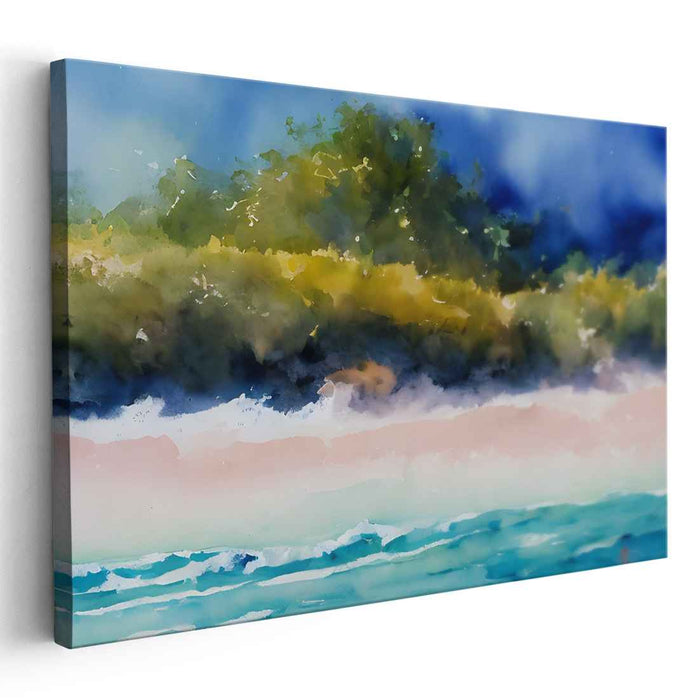 Aqueous Horizon: Watercolor Horizon Canvas Art