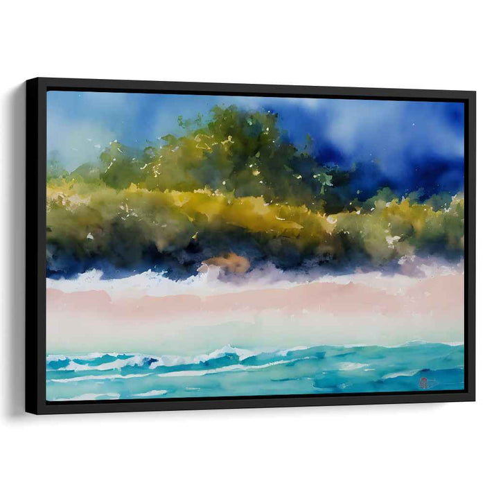 Aqueous Horizon: Watercolor Horizon Canvas Art