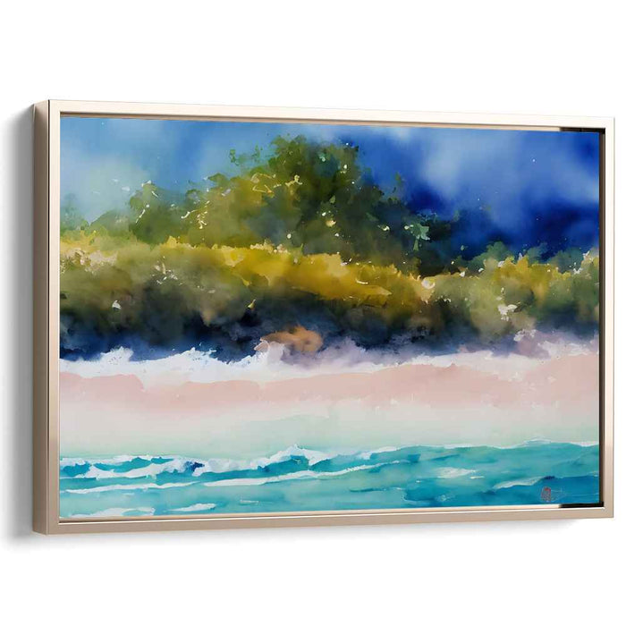 Aqueous Horizon: Watercolor Horizon Canvas Art