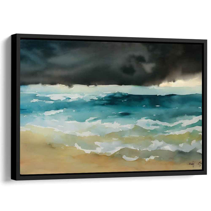 Stormy Tranquility: Oceanic Watercolor Depths