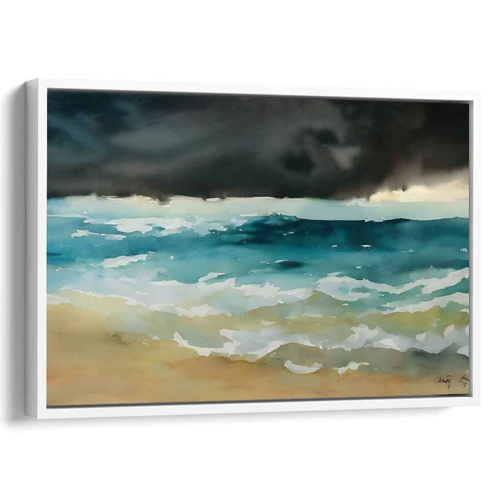 Stormy Tranquility: Oceanic Watercolor Depths