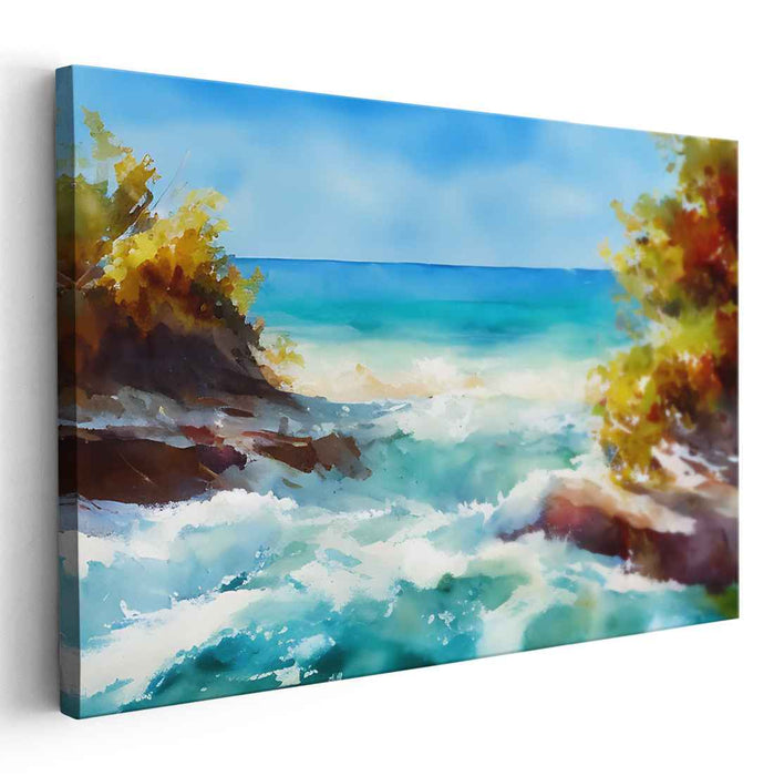 Ocean Breeze Haven: A Tranquil Seaside Escape Canvas Art Print