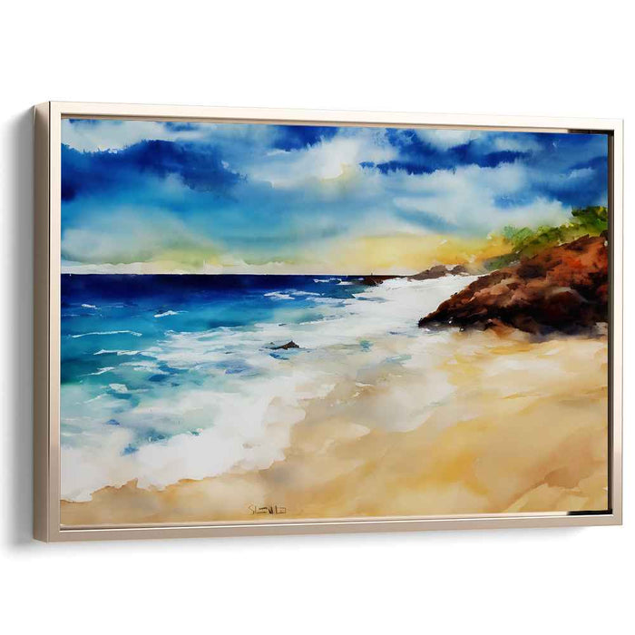 Coastal Palette: Watercolor Beach Landscape Canvas Art