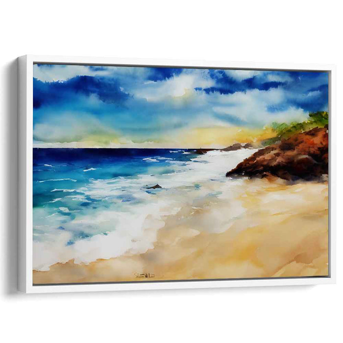 Coastal Palette: Watercolor Beach Landscape Canvas Art