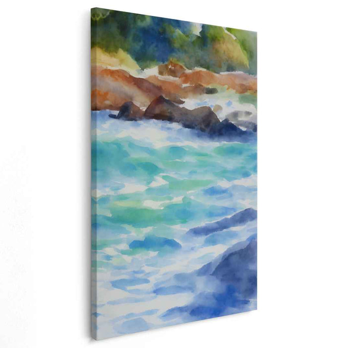 Aqua Mist Drifts: Watercolor Seascape Art Print