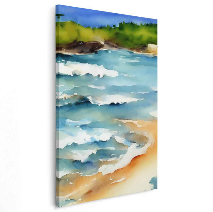 Tranquil Tide Study: Serene Coastal Watercolor Canvas Art Print