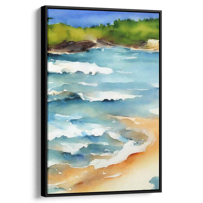 Tranquil Tide Study: Serene Coastal Watercolor Canvas Art Print