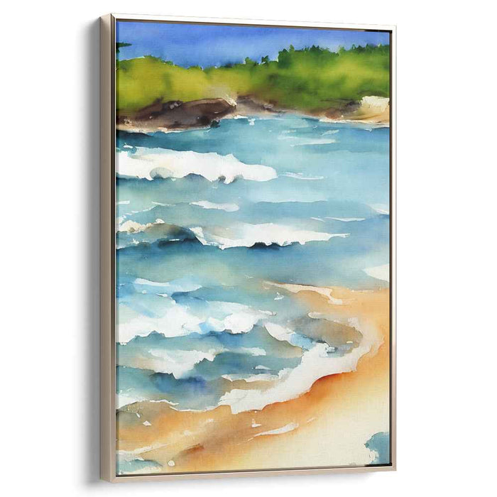 Tranquil Tide Study: Serene Coastal Watercolor Canvas Art Print