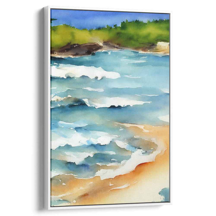 Tranquil Tide Study: Serene Coastal Watercolor Canvas Art Print