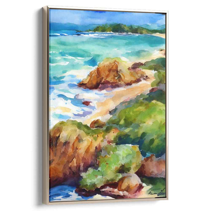 Ripple Spectrum Dreams: Vibrant Watercolor Seascape Canvas Art