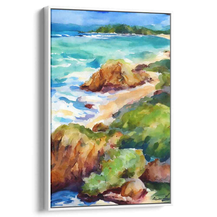 Ripple Spectrum Dreams: Vibrant Watercolor Seascape Canvas Art