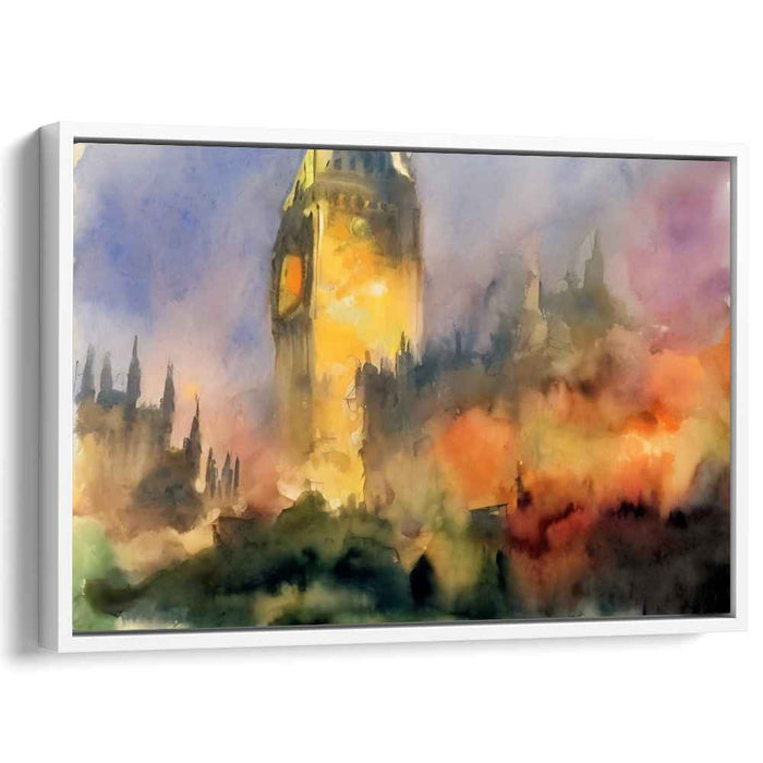 Dreamy Glow: Watercolor Impression of Big Ben at Dusk
