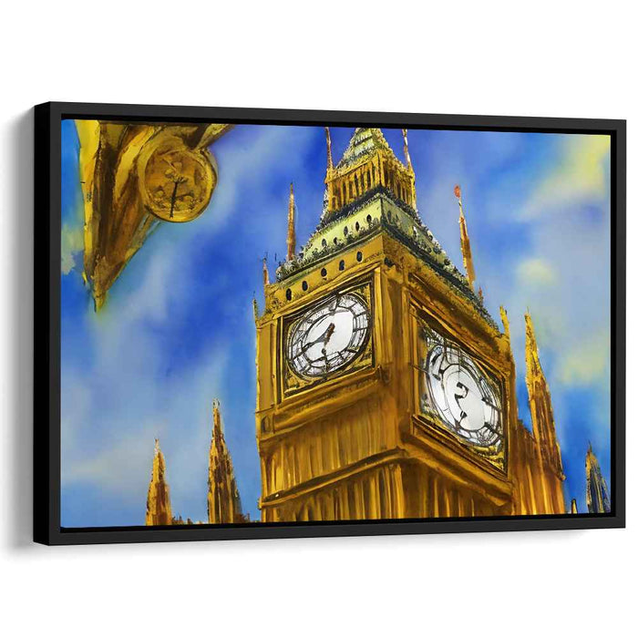 Time's Gilded Ascent: Golden Clock Tower Under Blue Skies