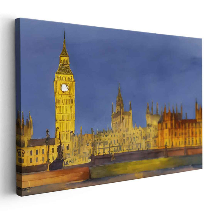 Timeless Reflections in London: Big Ben and the Houses of Parliament Canvas Art Print