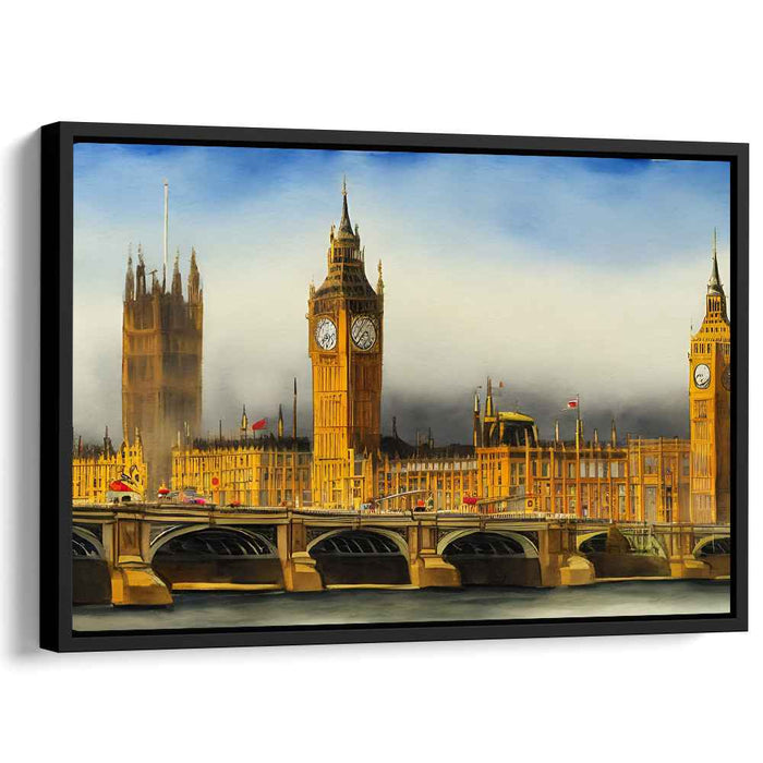 Misty Morning in Westminster: Impressionist Watercolor Canvas Art