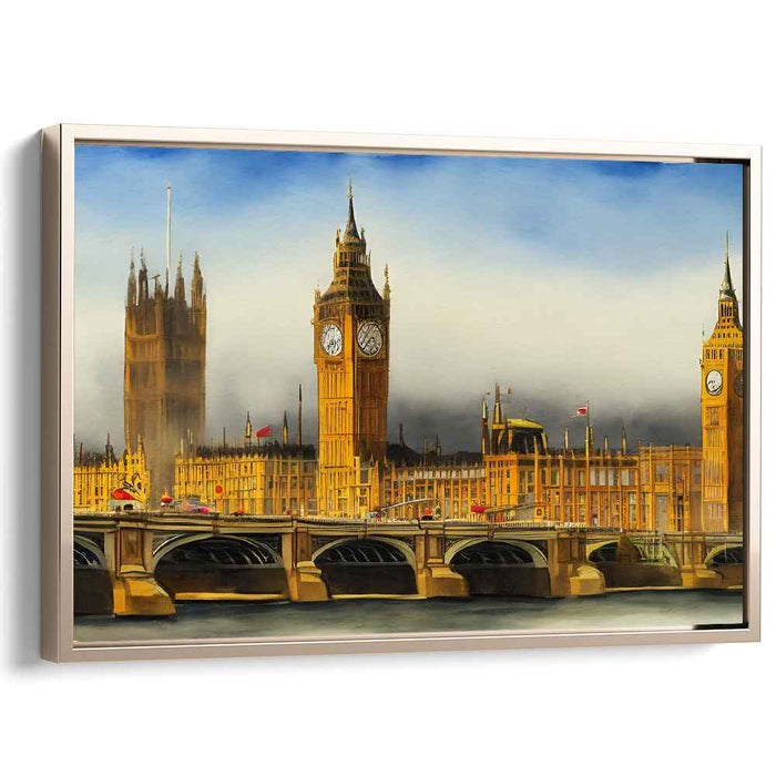 Misty Morning in Westminster: Impressionist Watercolor Canvas Art