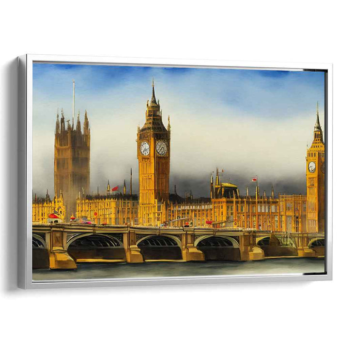 Misty Morning in Westminster: Impressionist Watercolor Canvas Art