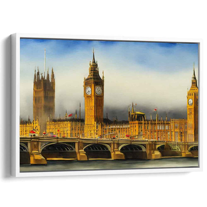 Misty Morning in Westminster: Impressionist Watercolor Canvas Art