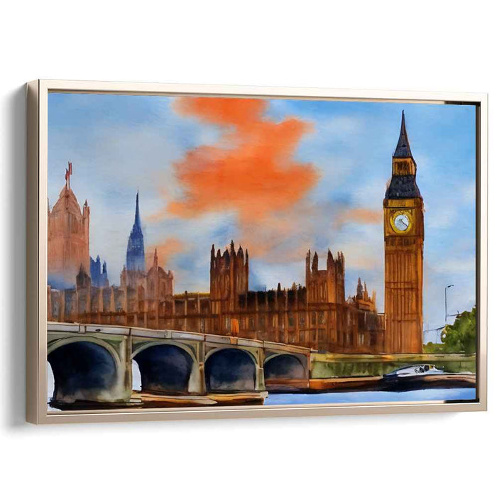 Chime of Tranquility: A Serene Watercolor View of London's Iconic Big Ben