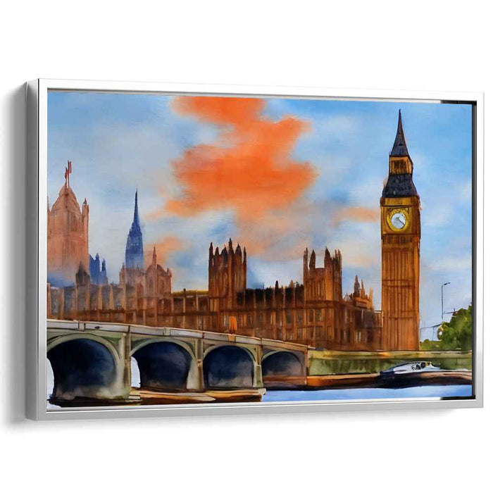 Chime of Tranquility: A Serene Watercolor View of London's Iconic Big Ben