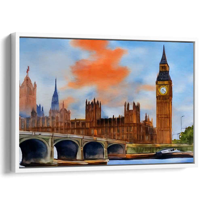 Chime of Tranquility: A Serene Watercolor View of London's Iconic Big Ben