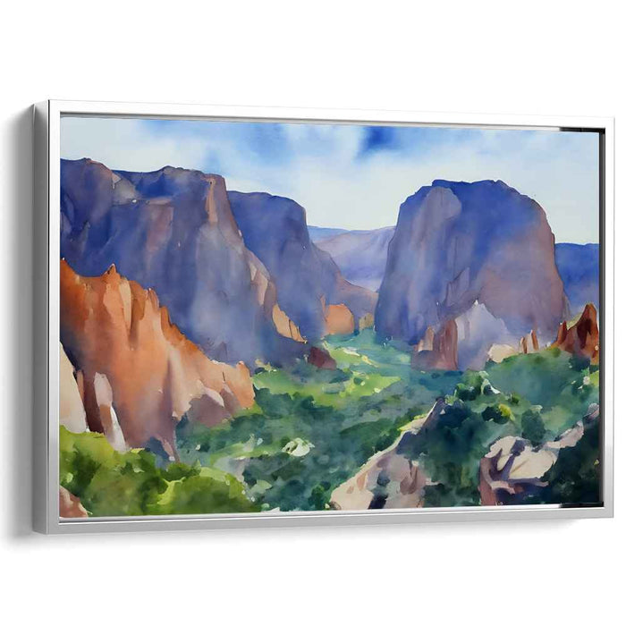 Tranquil Serenade of Earth's Majesty: Serene Watercolor Landscape of Nature's Grandeur