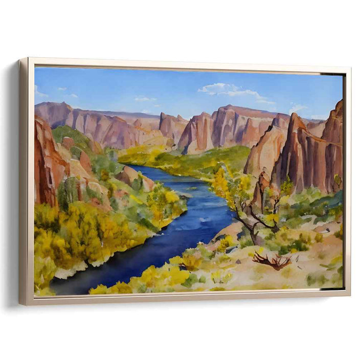 Riverside Serenity: Majestic River Landscape Canvas Art Print