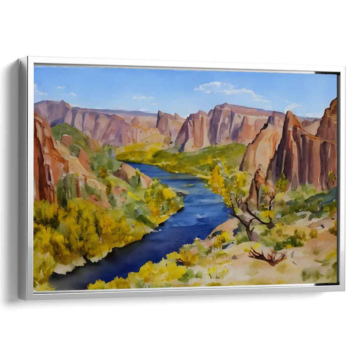 Riverside Serenity: Majestic River Landscape Canvas Art Print
