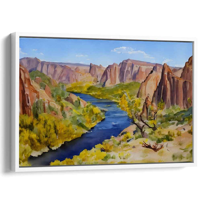 Riverside Serenity: Majestic River Landscape Canvas Art Print