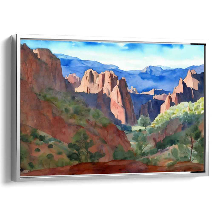 Crimson Horizon Glow: Realistic Landscape of Sunlit Red Rock Formations