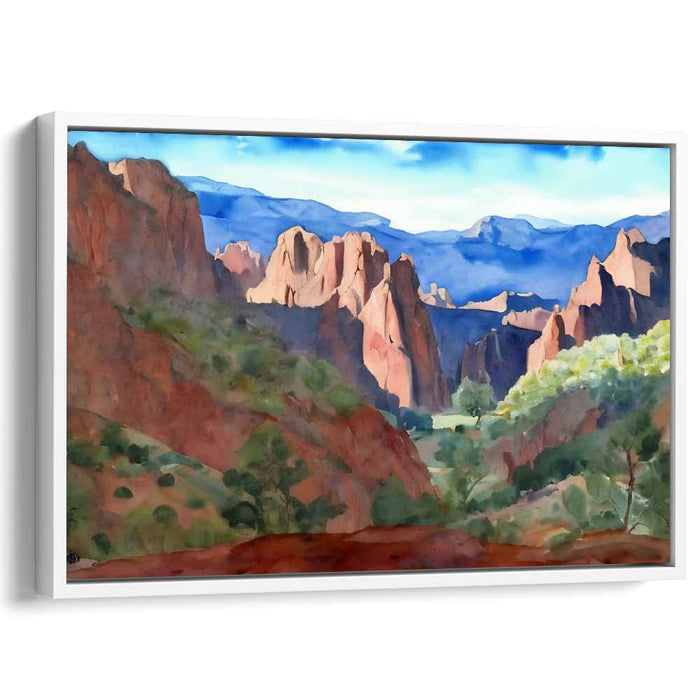 Crimson Horizon Glow: Realistic Landscape of Sunlit Red Rock Formations