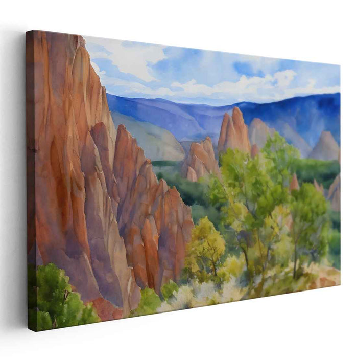 Misty Mountain Mirage: Watercolor Landscape of Natureâ€™s Splendor