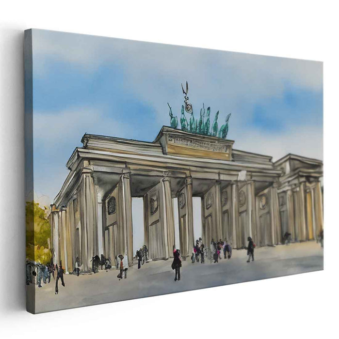 Pastel Portal Reverie: Watercolor Depiction of the Brandenburg Gate