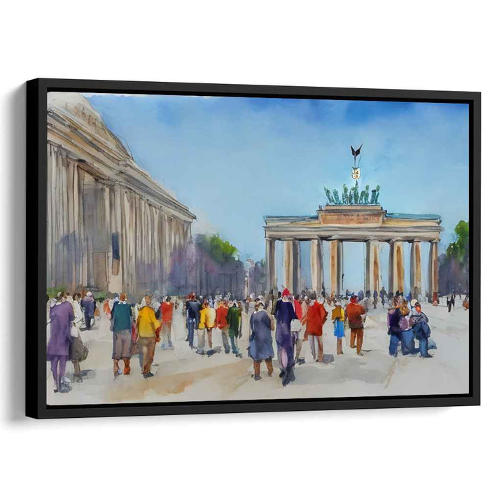 Rainbow Echoes of Brandenburg Gate: A Watercolor Ode to Berlin's Iconic Landmark