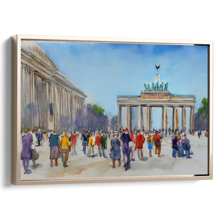Rainbow Echoes of Brandenburg Gate: A Watercolor Ode to Berlin's Iconic Landmark