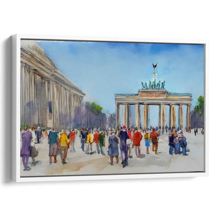 Rainbow Echoes of Brandenburg Gate: A Watercolor Ode to Berlin's Iconic Landmark