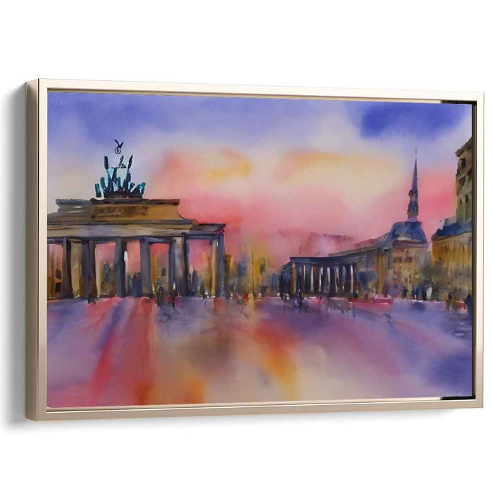 Sunset Serenade at Brandenburg Gate: Impressionistic Watercolor Art Print
