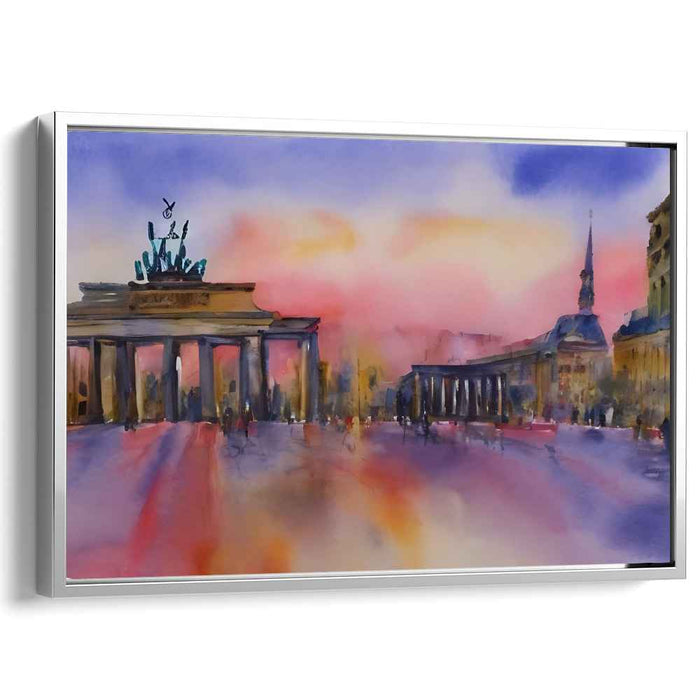 Sunset Serenade at Brandenburg Gate: Impressionistic Watercolor Art Print
