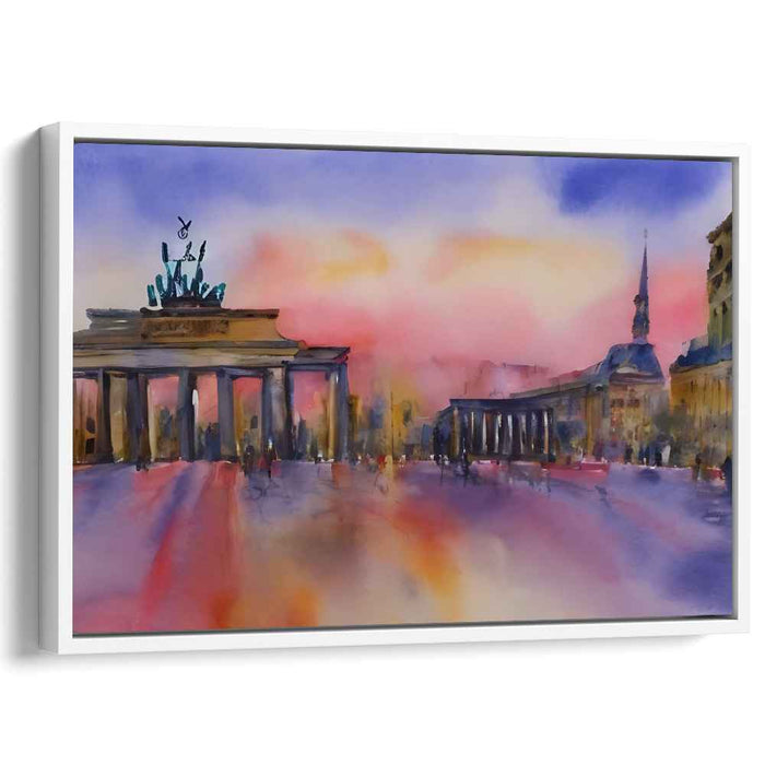 Sunset Serenade at Brandenburg Gate: Impressionistic Watercolor Art Print