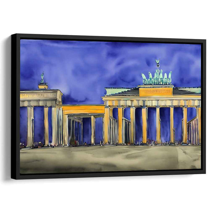 Ethereal Night at Brandenburg Gate: Contemporary Watercolor Art Print