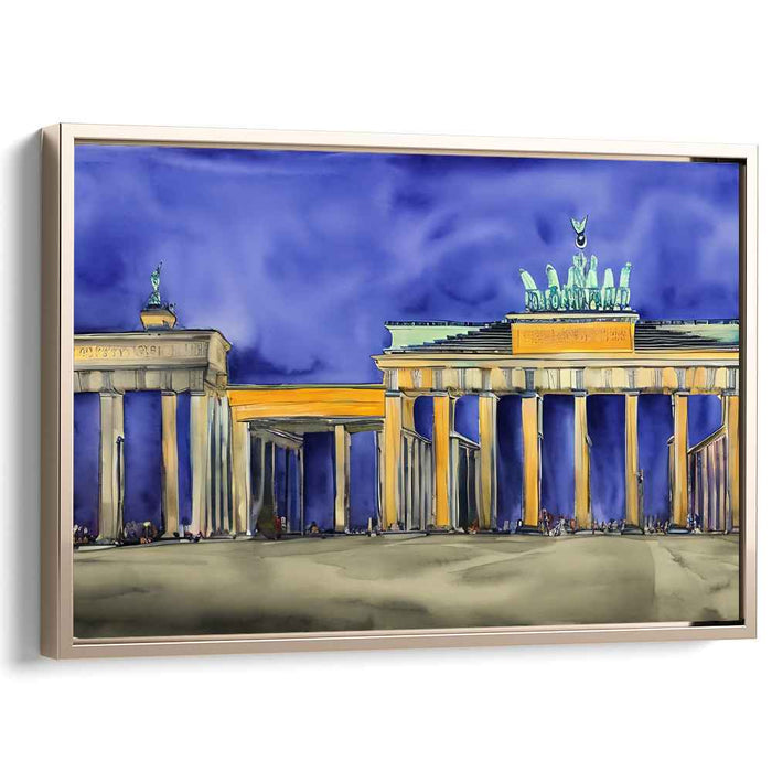 Ethereal Night at Brandenburg Gate: Contemporary Watercolor Art Print
