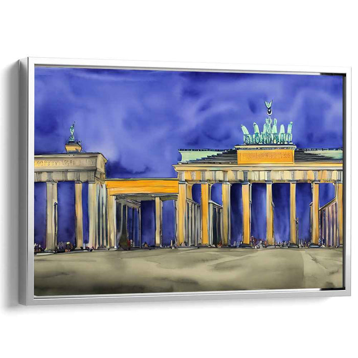 Ethereal Night at Brandenburg Gate: Contemporary Watercolor Art Print
