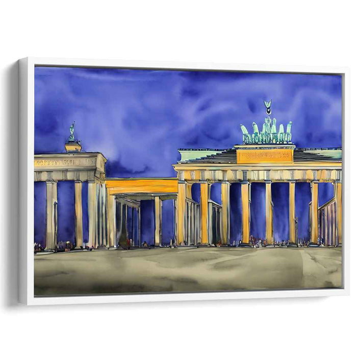 Ethereal Night at Brandenburg Gate: Contemporary Watercolor Art Print