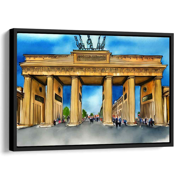 Aqua Melody Symphony: Brandenburg Gate in Lively Watercolors
