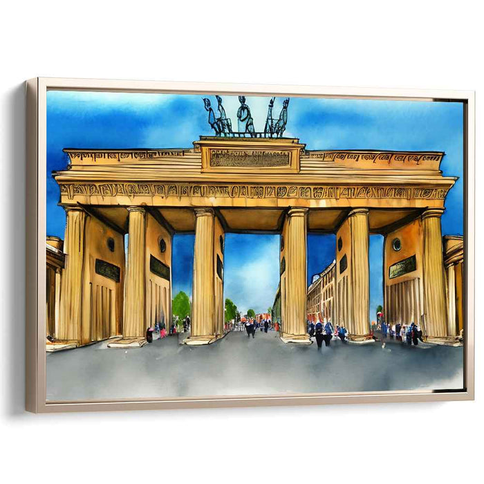 Aqua Melody Symphony: Brandenburg Gate in Lively Watercolors